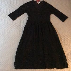Black Midi Dress With Lace Overlay - Brand New!
